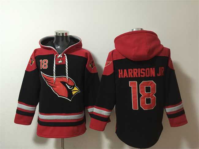 Men's Arizona Cardinals #18 Marvin Harrison Jr. Black Ageless Must-Have Lace-Up Pullover Hoodie,We sell and wholesale Men's Arizona Cardinals #18 Marvin Harrison Jr. Black Ageless Must-Have Lace-Up Pullover Hoodie on line form chian!